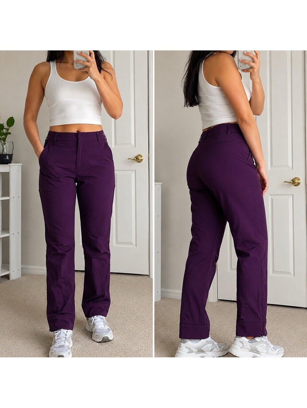 Gap Tech High Rise Zip Hem Joggers Purple Size 8 Y2K 2000s Athletic Travel Pants